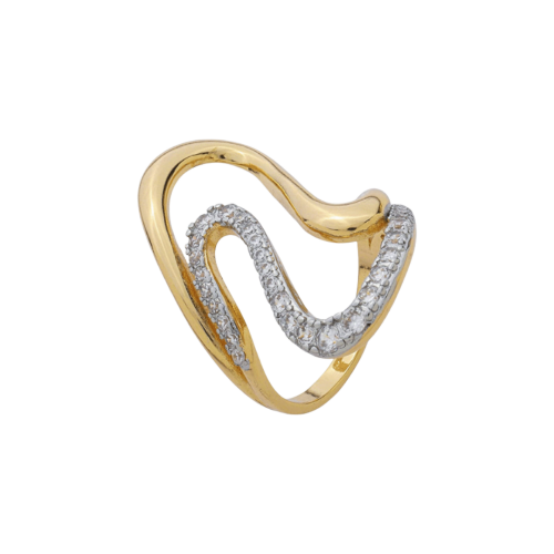 Imagem de Anel Orgânico Banhado a Ouro com Zircônias